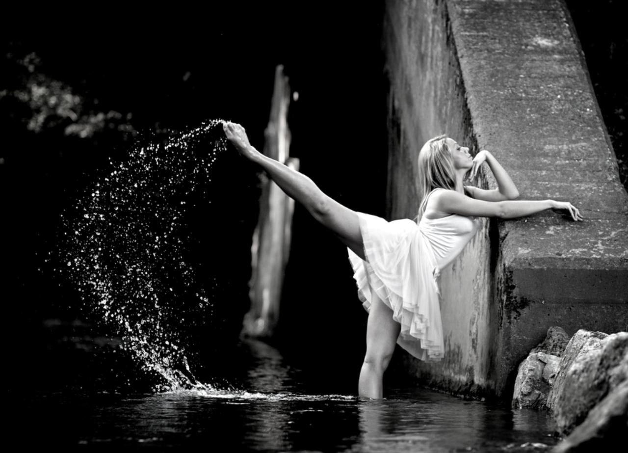 water dance, woman, dancing, wet, dress, white dress, splash, confident